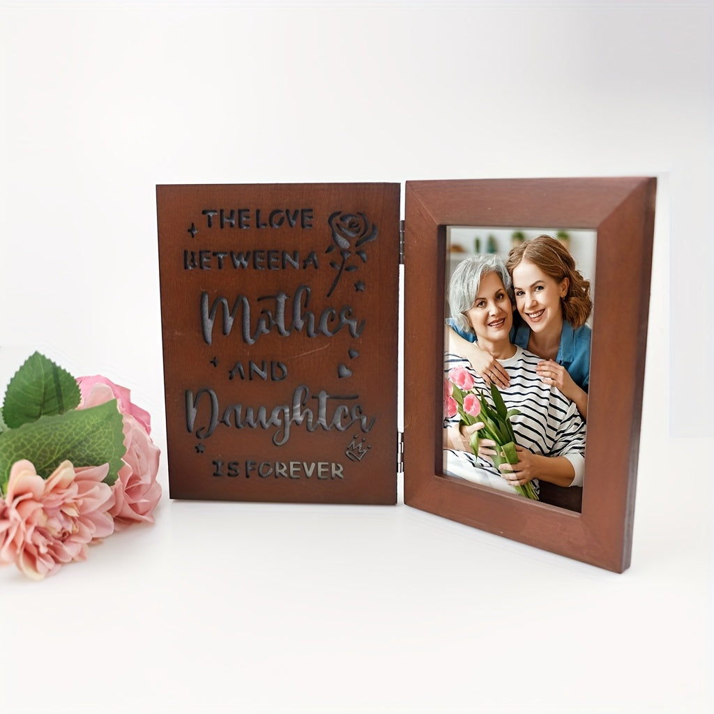Engraved Wooden Photo Frame with LED Light 4x6 for Mother and Daughter Gift