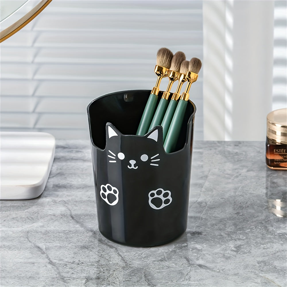 Cute Cat Design Pen Holder and Makeup Brush Storage Desktop Organizer