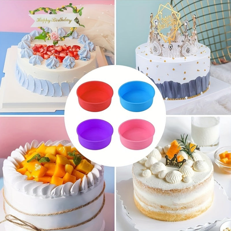 Round Food-Grade Silicone Cake Molds Set 4 6 8 10 Inch Baking Tools
