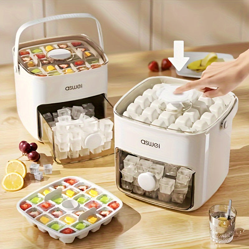 Portable 48-Cube Ice Maker No Electricity Double Layer Freezing Storage Kitchen Accessory