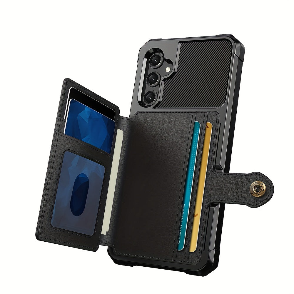 Faux Leather Card Holder Phone Case for Galaxy A55 5G A35 5G with Card Slot Shockproof Durable TPU Flip Wallet