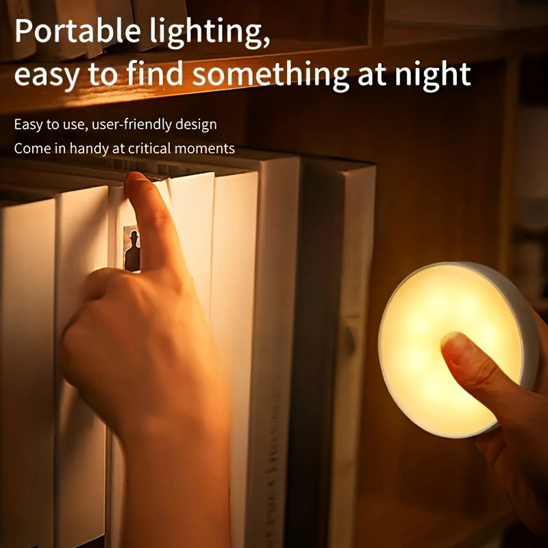 Motion-Activated LED Night Light with 8 LEDs USB Rechargeable for Stairs Closet Bedroom