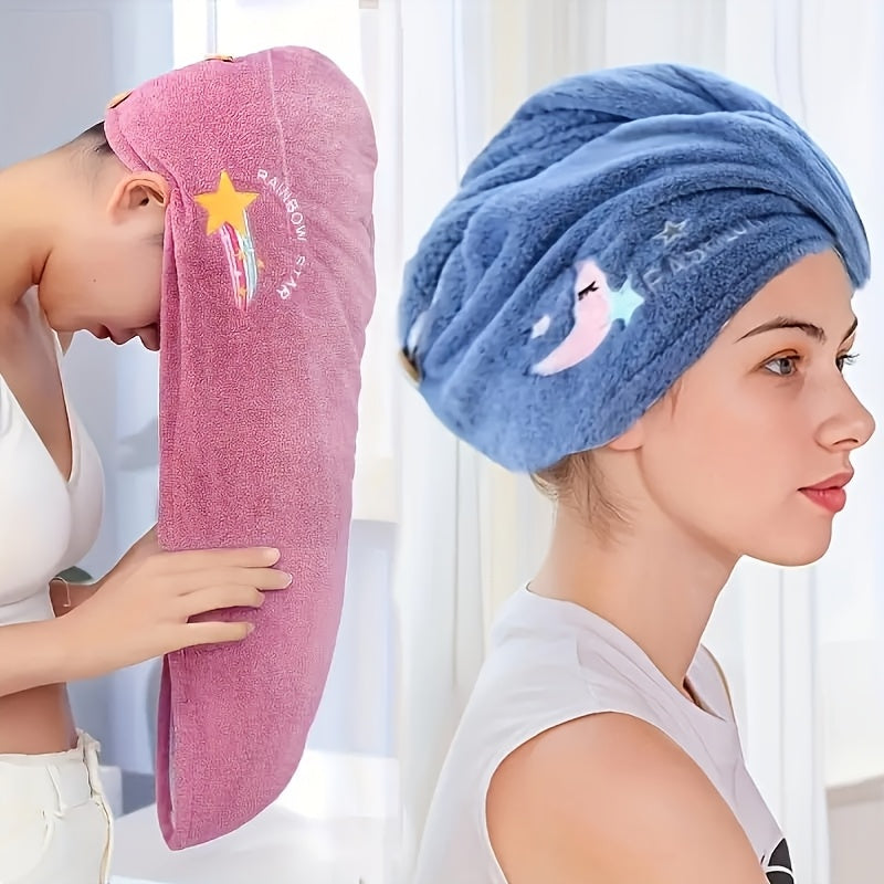 Large Microfiber Hair Towel 65cm x 25cm Soft Coral Fleece Absorbent Headwrap