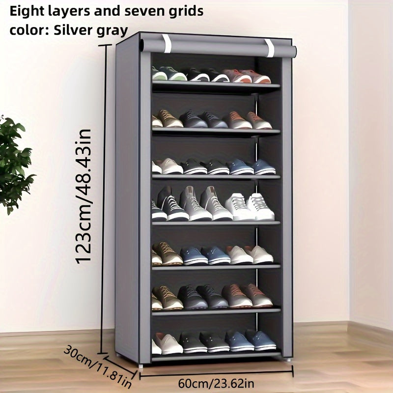 8-Tier Metal Shoe Rack for Entryway Bedroom Collapsible Dust-Resistant Storage
