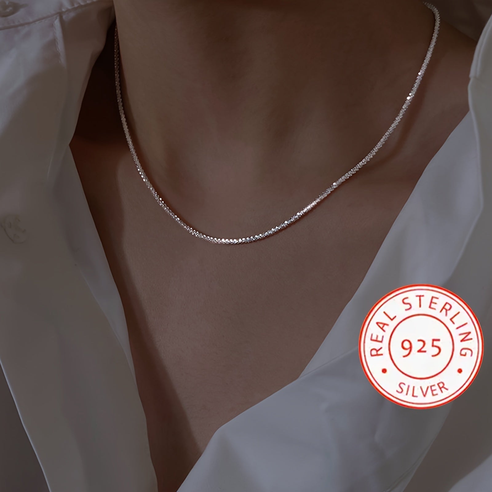 Sterling Silver Necklace Sparkle Jewelry for Weddings and Parties Lightweight Glamorous Design