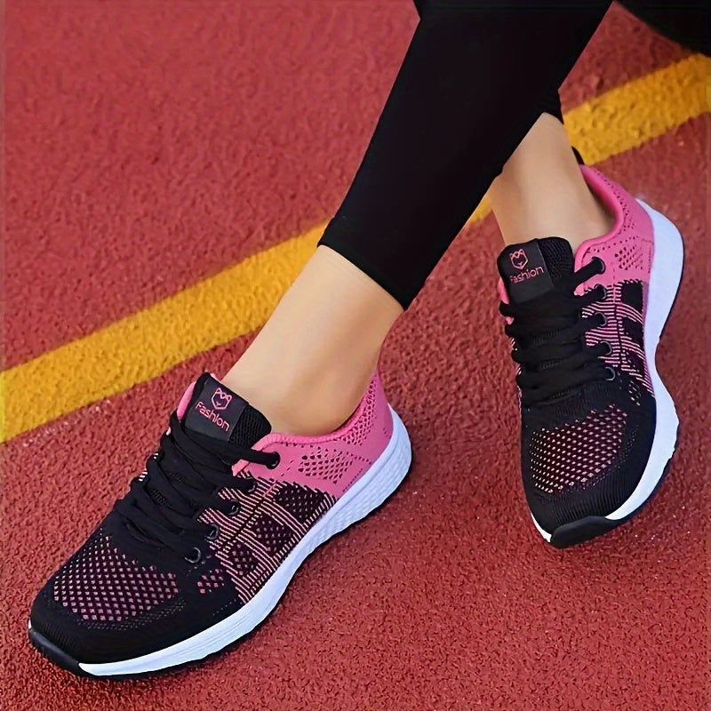 Women's Lightweight Breathable Running Shoes with Non-Slip Sole Black Pink