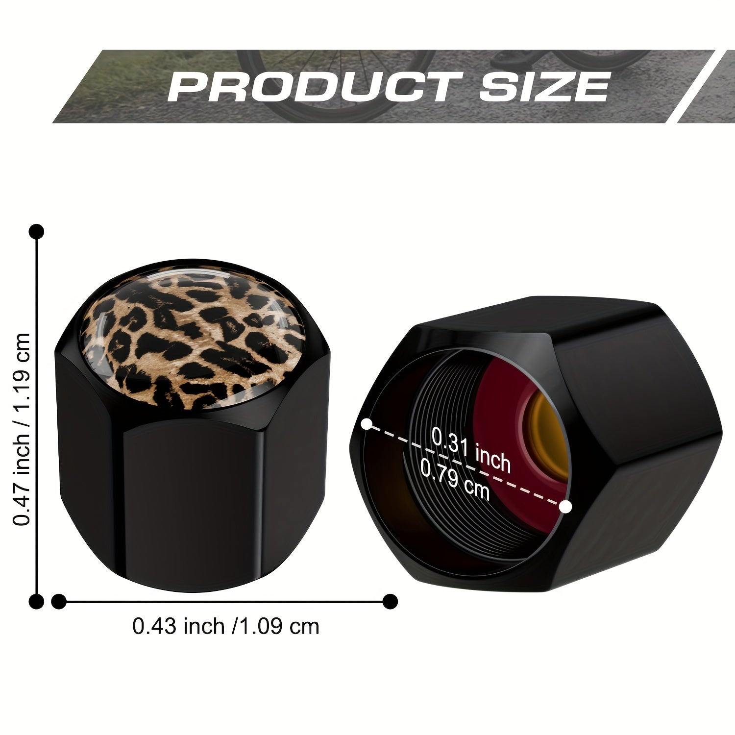 Set of 4 Copper Tire Valve Stem Caps Leopard Print Universal Fit for Cars Trucks Bikes