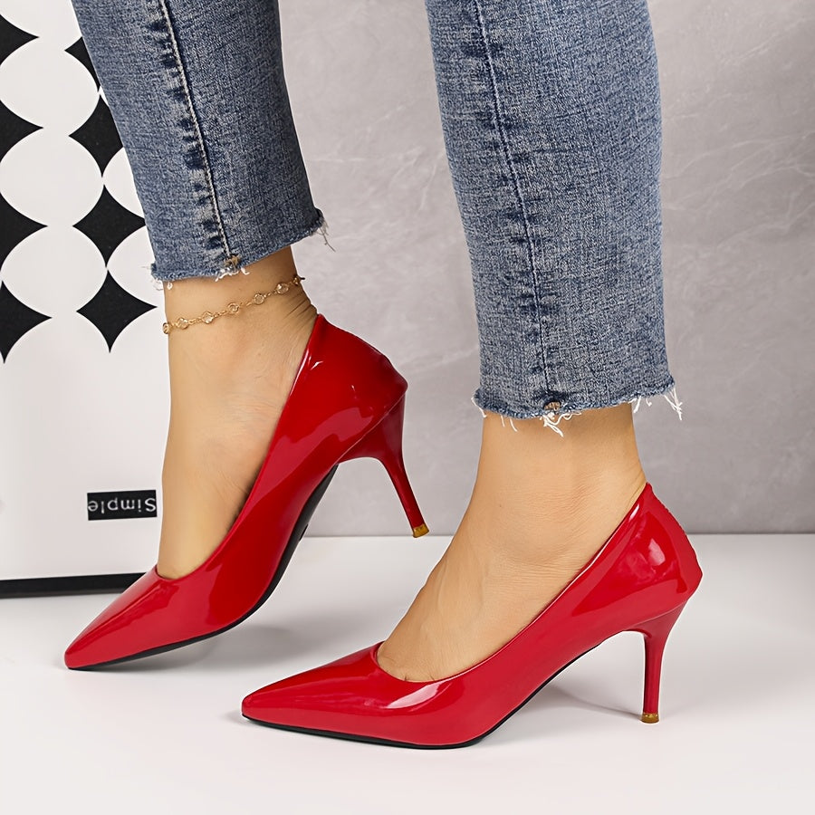 Women Black Pointed Toe High Heels Shoes for Parties Weddings Work