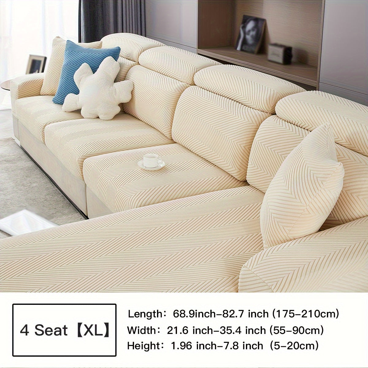 Waterproof Sofa Cover Elastic Stretch Jacquard Argyle Pattern for Home or Office