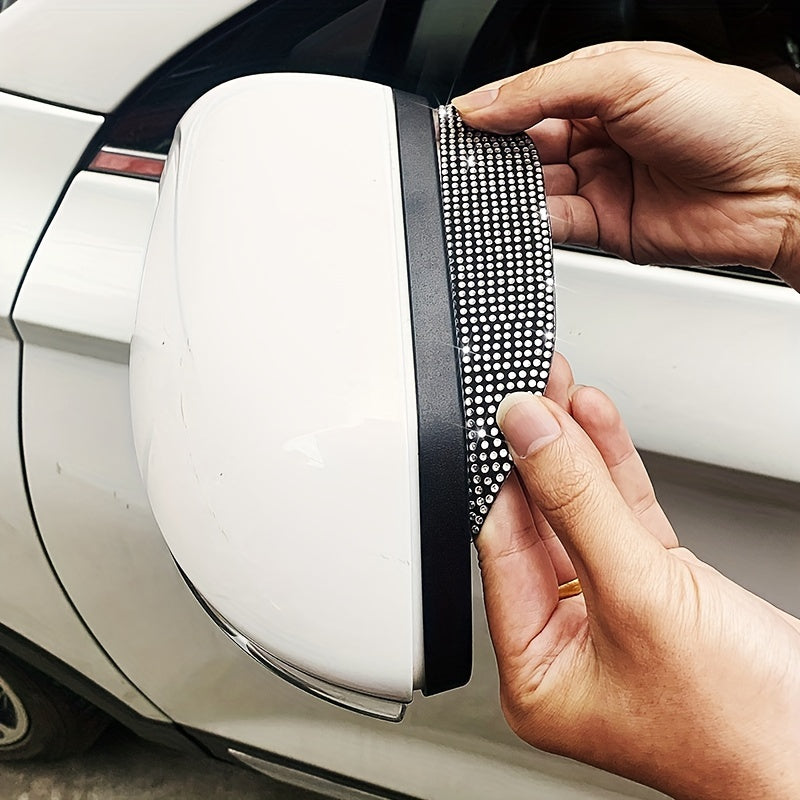 2 dona Avtomobil oynasi yomg'ir himoyachilari, aks ettiruvchi rhinestonelar bilan, yaxshilangan ko'rinish uchun