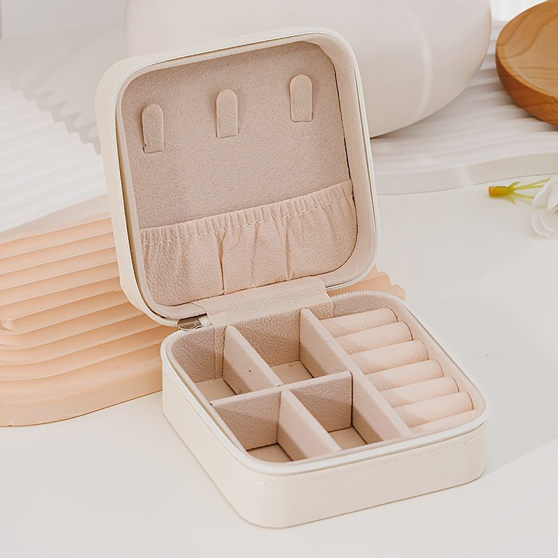 Caja de almacenamiento para joyas de lona impermeable, organizador para anillos, pendientes, collares y pulseras, para debajo de la cama