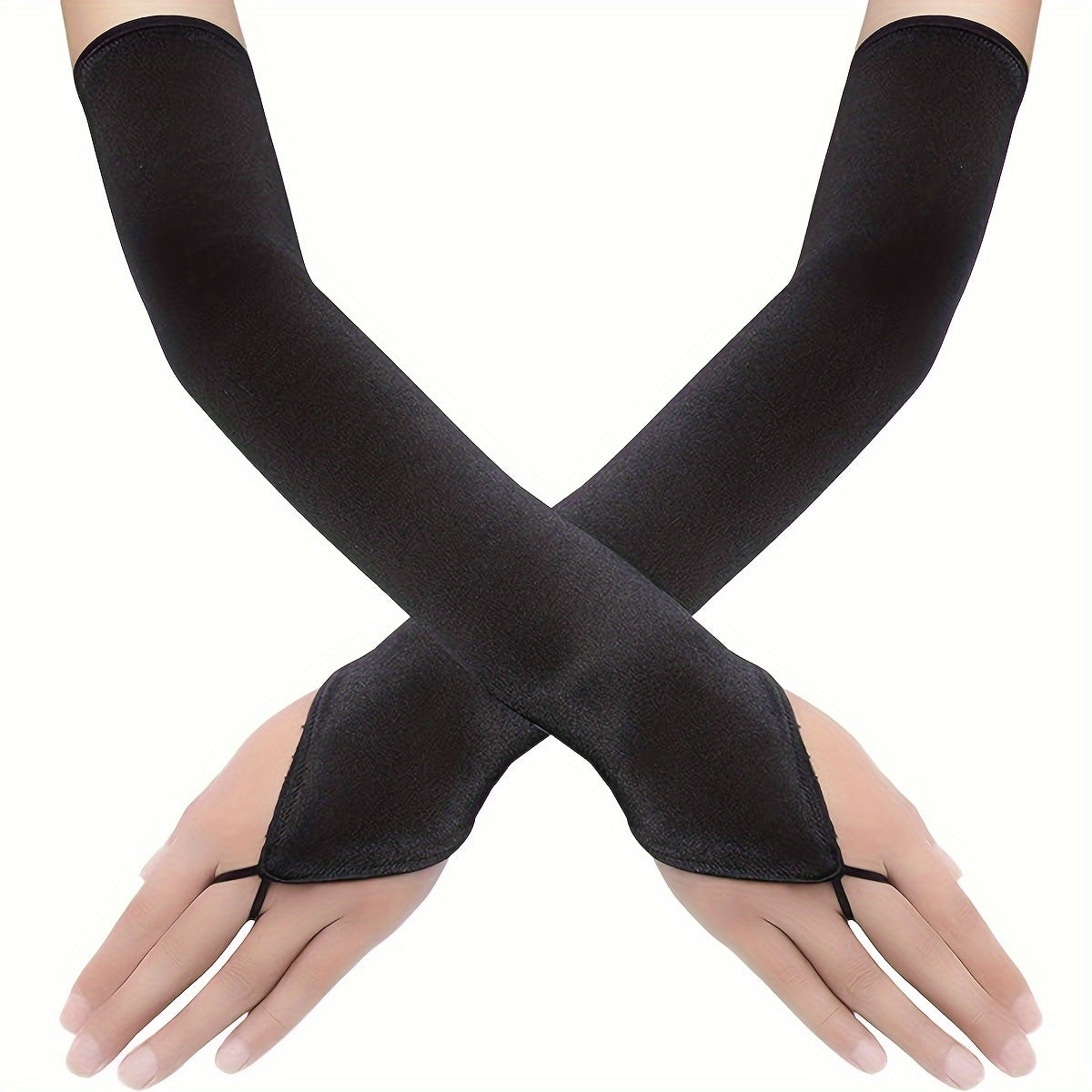 Women's Sheer Long Fingerless Arm Sleeves for Bridal and Tea Parties Polyester Fiber