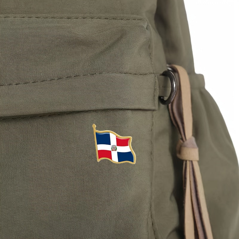 Dominikan Respublikasi bayrog'ini aks ettiruvchi 20 ta noyob vintage qotishma yeng pinlari to'plami - notekis shakllardagi vatanparvar broshlar.