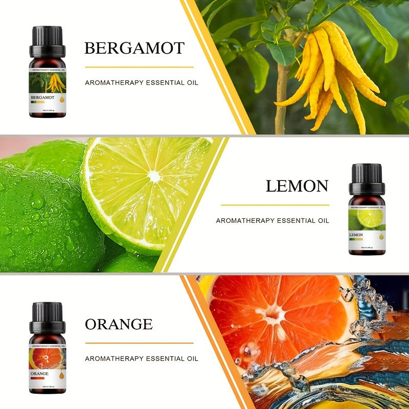 Juego de 5 aceites esenciales de 10ML de tapa plana para difusores, velas y aromaterapia