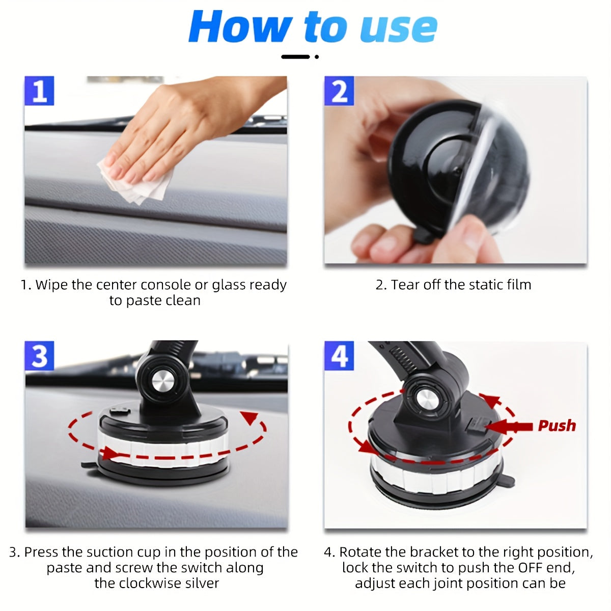 Universal Mechanical Truck Phone Holder With Suction Cup 360° Rotation