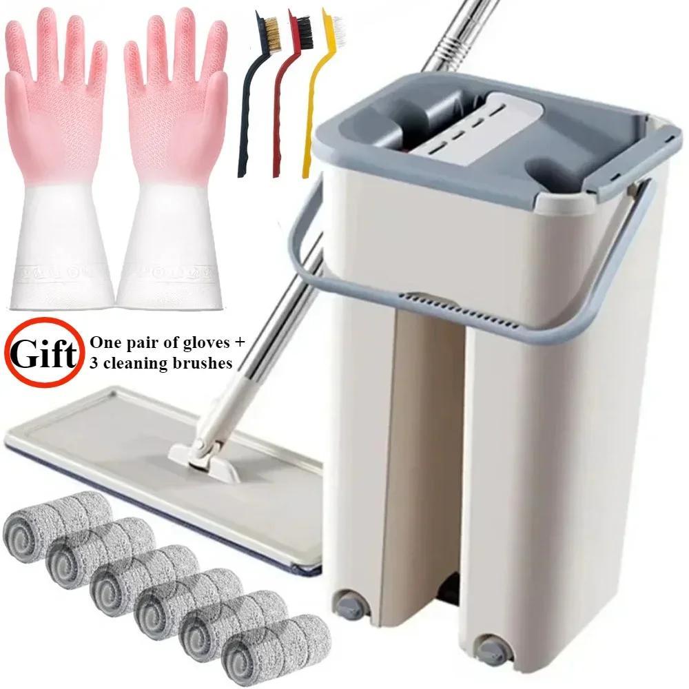 Amaliy Uy Tozalash To'plami: Polni Yuvish Uchun Tezkor Sıxish Mop Chekasi, Quruq yoki Nam Foydalanish Uchun Aqlli Deraza va Oshxona Tozalagichi