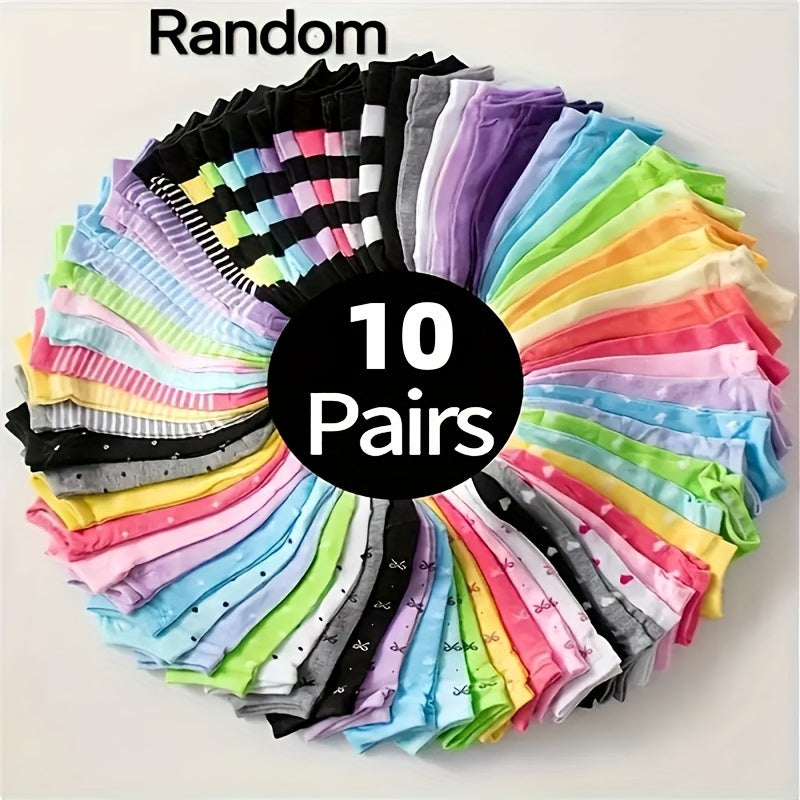 Set of 20 Candy-Colored Breathable Ankle Socks for Women