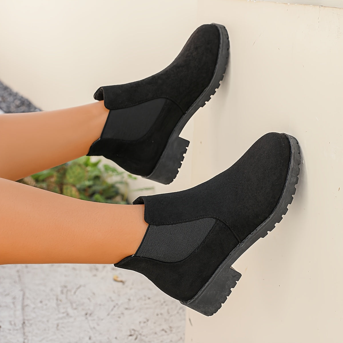 Women's Ankle Boots Leather Mid-Heel Casual Dress Shoes Black Blue Green Brown