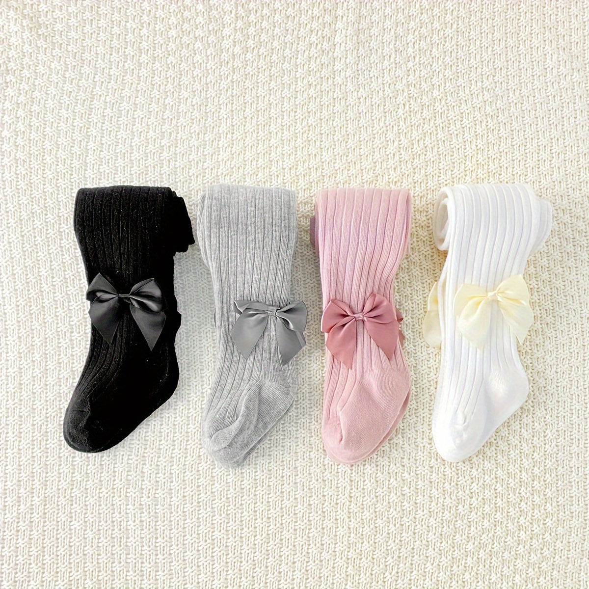 Детские колготки, упаковка из четырех, однотонные, трикотаж из полиэстера и спандекса, всесезонные