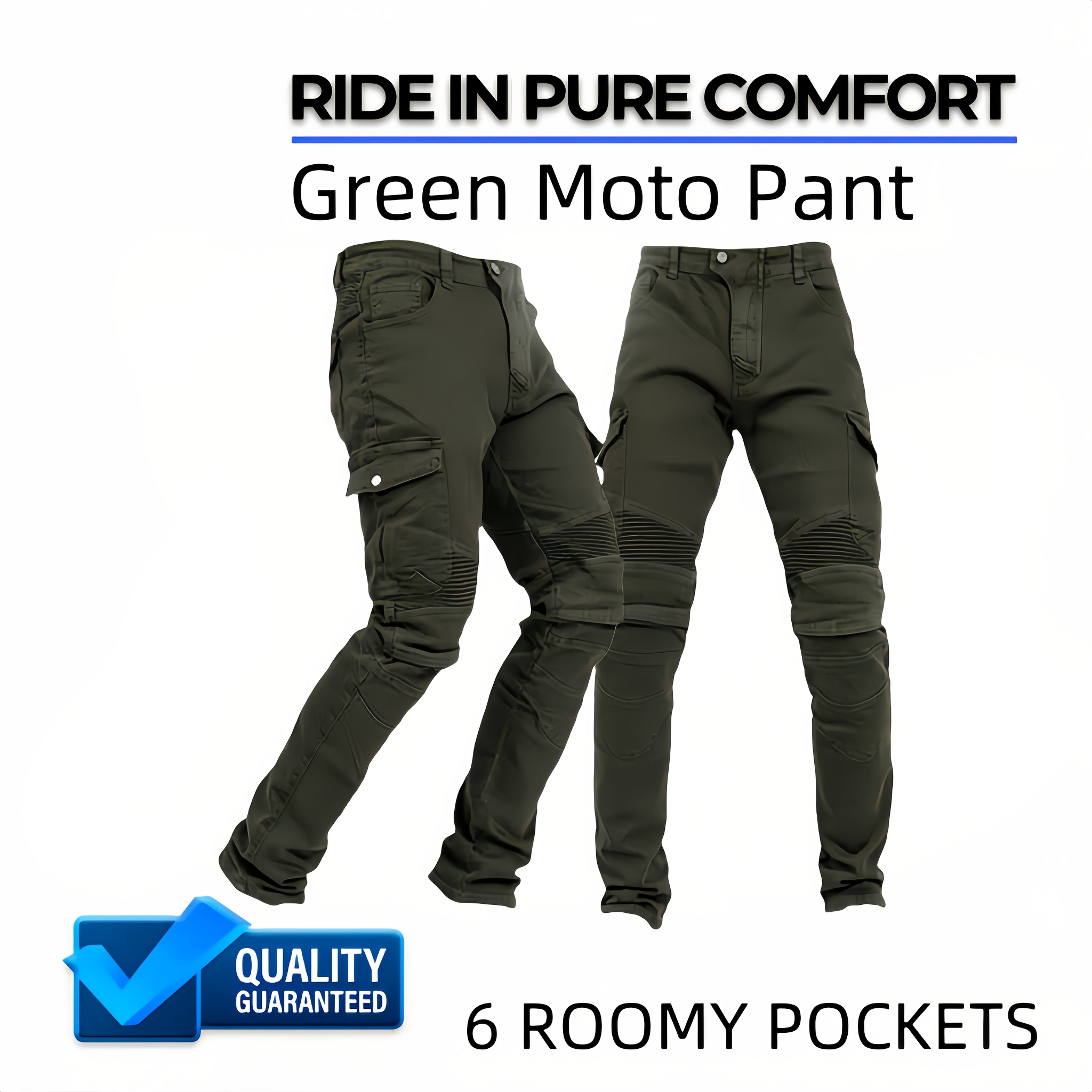 Men's Motorcycle Pants Breathable Cotton Blend Removable Padding Multi-Pocket Blue Green Black