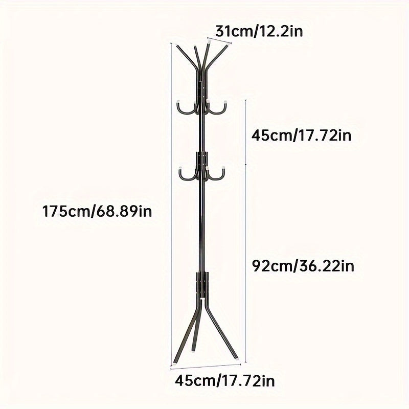 Metal Coat Rack Stand for Hats Coats Bags and Scarves Freestanding Organizer