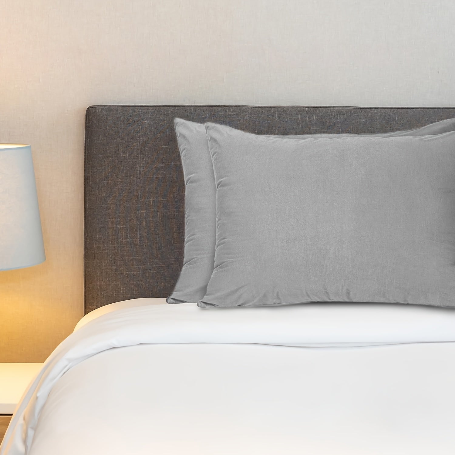 Gray Waterproof Knit Pillowcase Soft Breathable Stain-Resistant Machine Washable