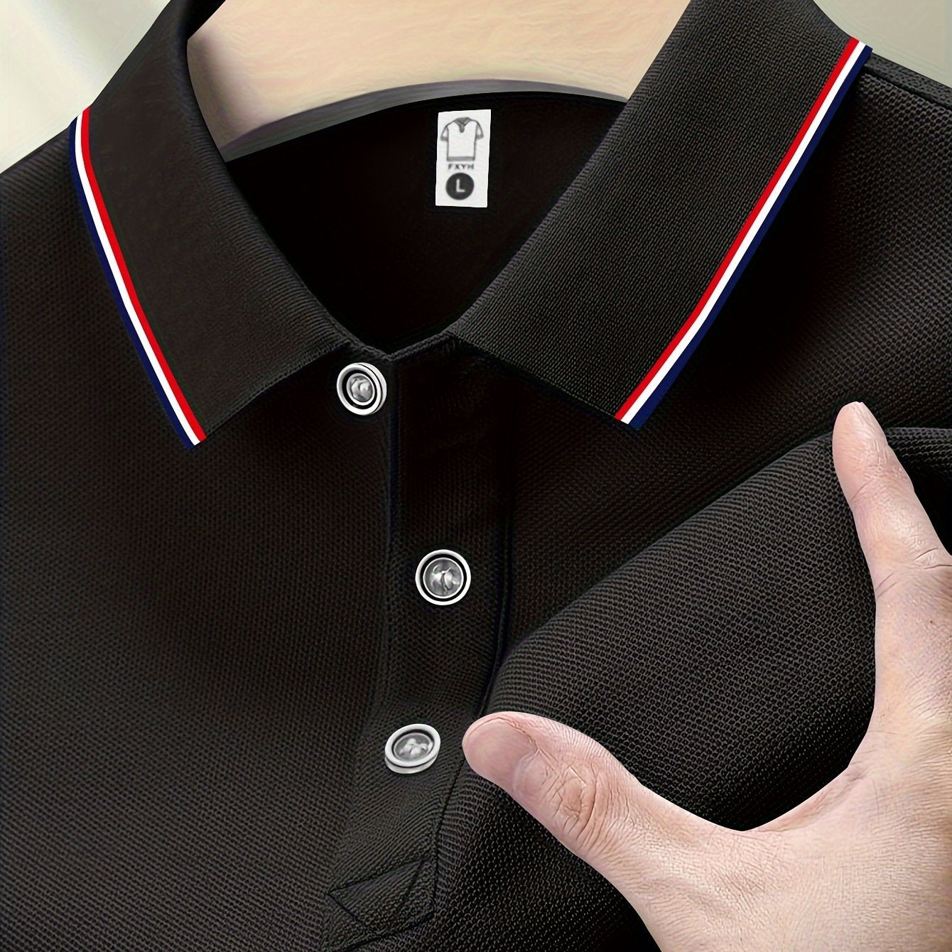 Camisa de manga corta a rayas para hombre con solapa para actividades al aire libre en verano de poliéster