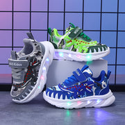 Kids' LED Dinosaur Sneakers Boys Girls Flashing T-Rex Casual Shoes with Hook-and-Loop Fastener