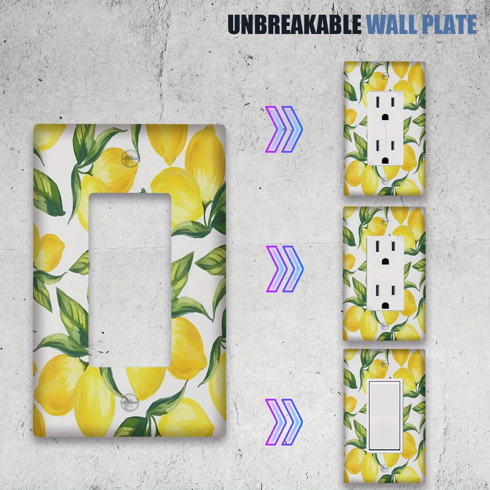 Yellow Lemon Light Switch Cover for 1 or 2 Gang Switches Kitchen Bathroom Living Room Decor