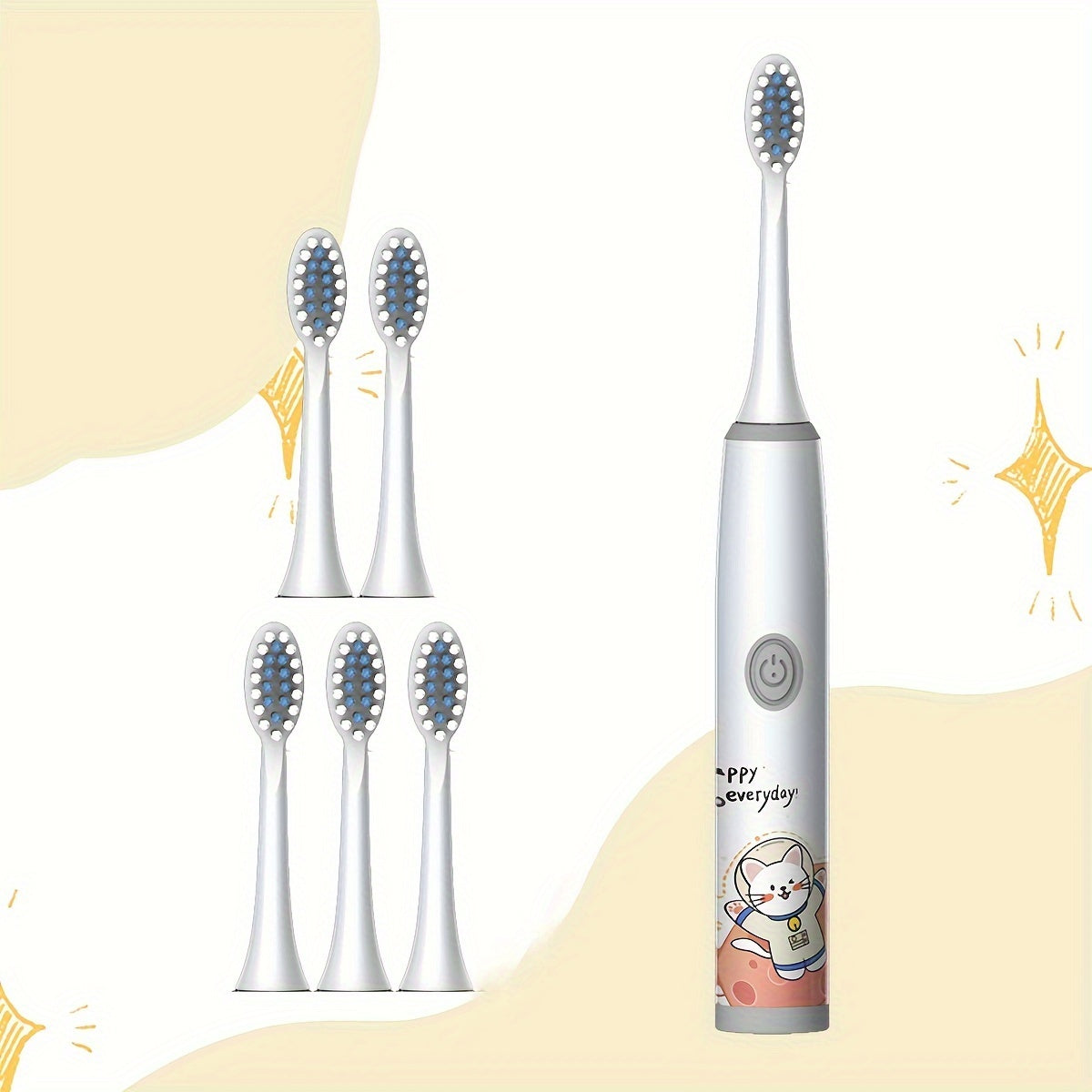 Children's Electric Toothbrush Set with Replaceable Brush Heads for Kids Age 3+