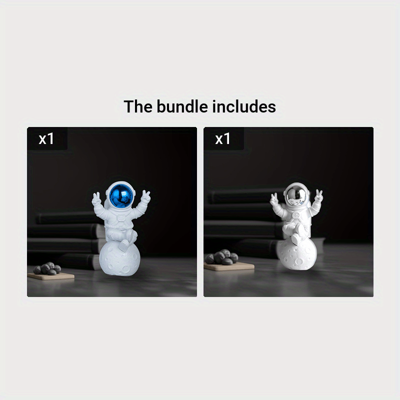 Conjunto de figuras de astronauta con decoración de huevo dorado para entusiastas del hogar, oficina y espacio