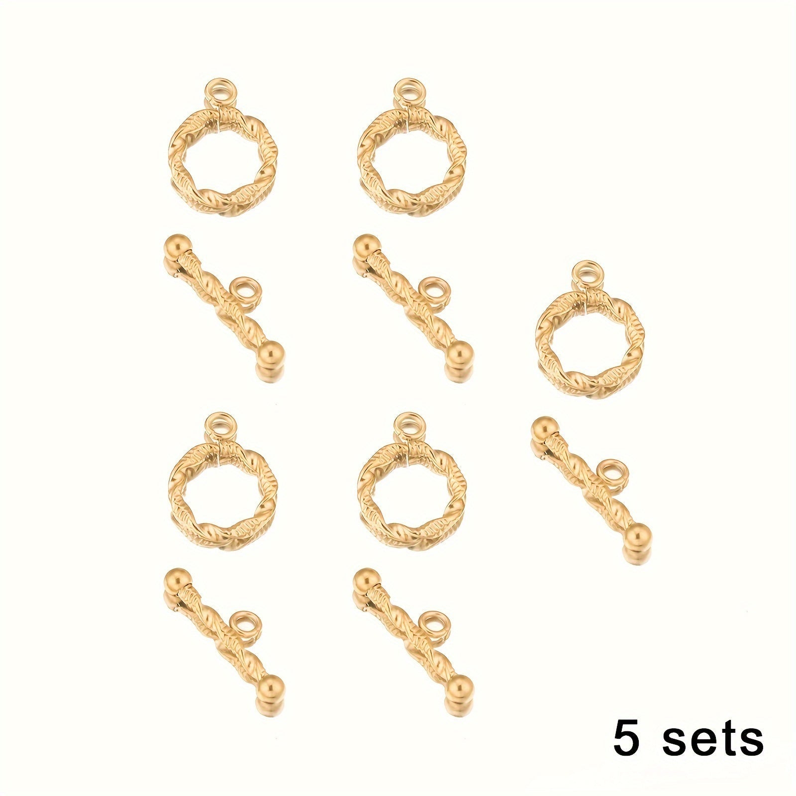 Set of 5 Stainless Steel Twist OT Buckles with Gold Plated Finish for Jewelry Making