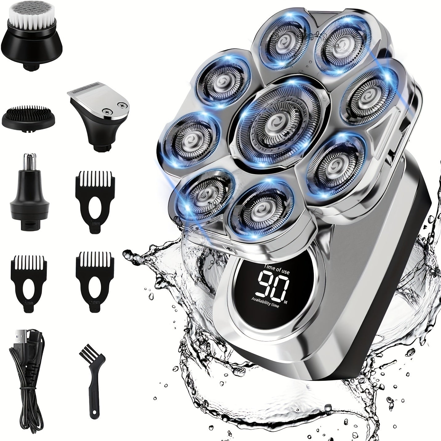 Ultimate 9D Electric Shaver for Men 5-in-1 Grooming Kit LED Display USB Rechargeable Wet Dry Use Long Battery Life Stainless Steel Blades