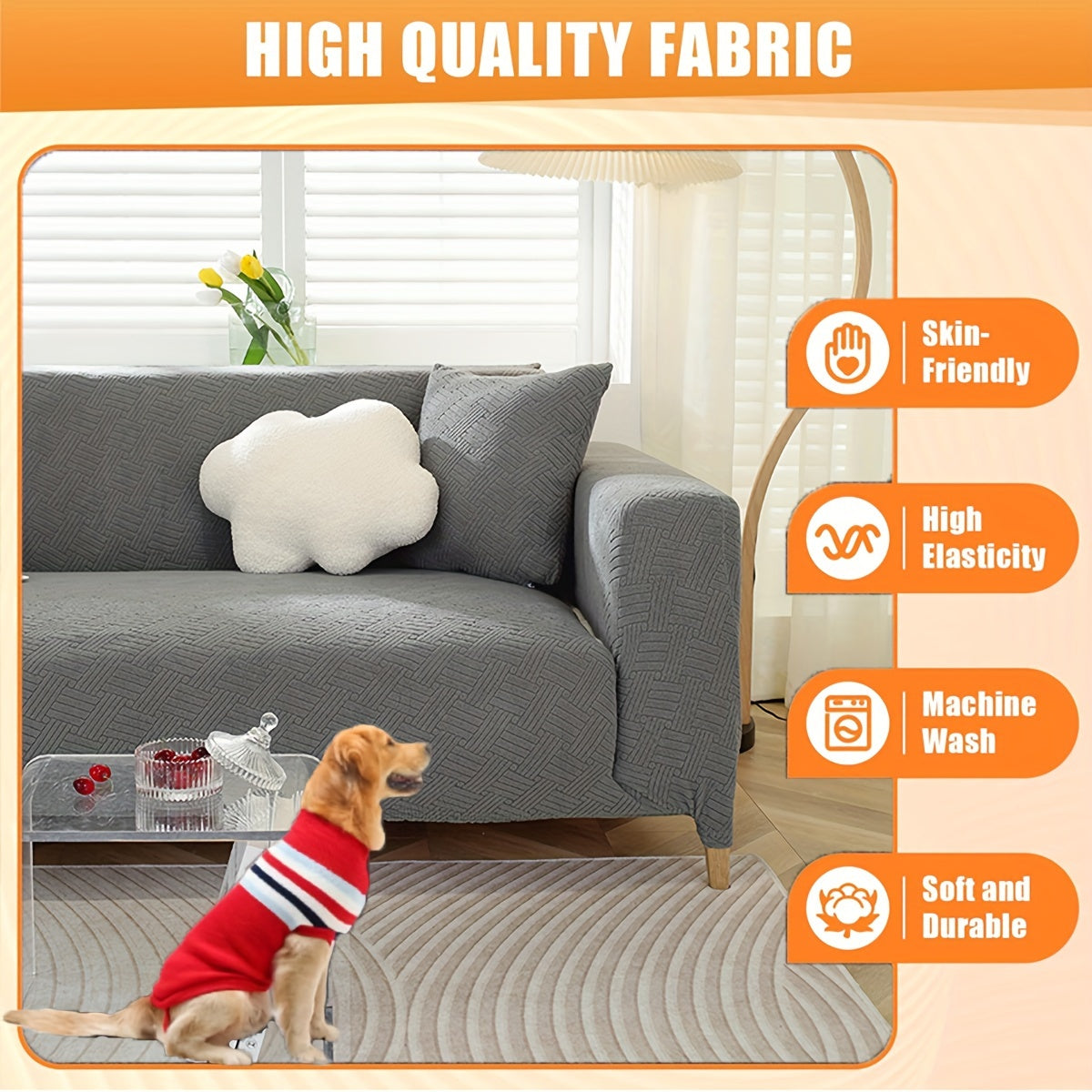 Thickened Jacquard Sofa Cover All-Elastic Bottom for 1-4 Seater Pet-Friendly