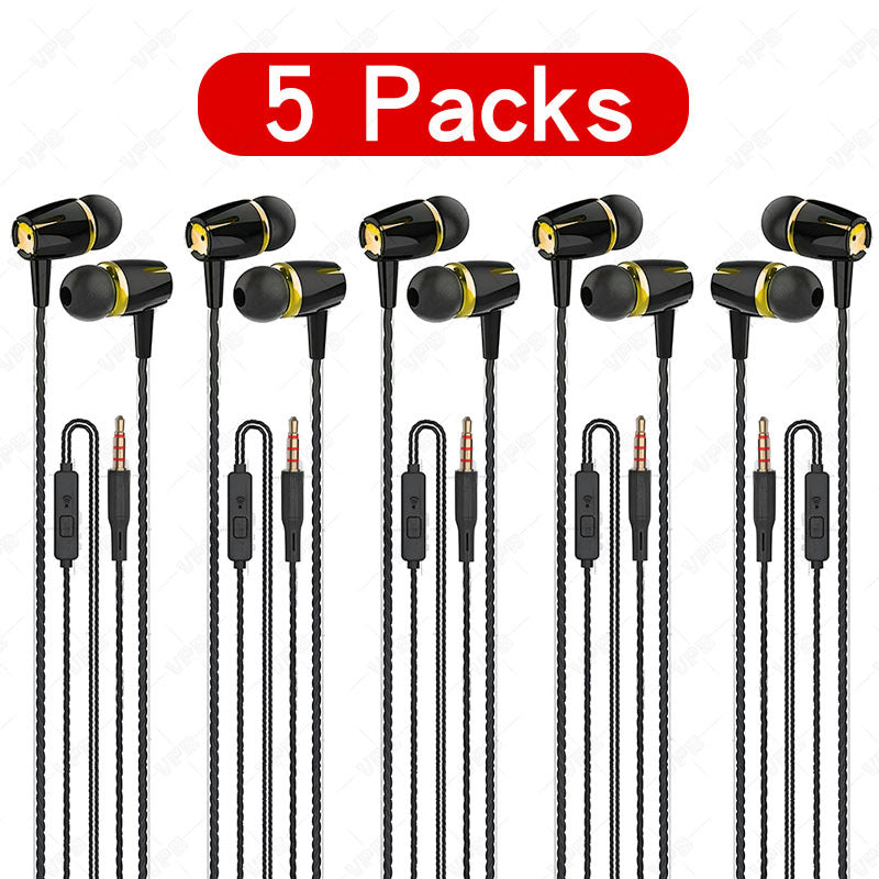 6-Pack Wired In-Ear Headphones with Microphone Noise Reduction Tangle-Free Stereo Sound