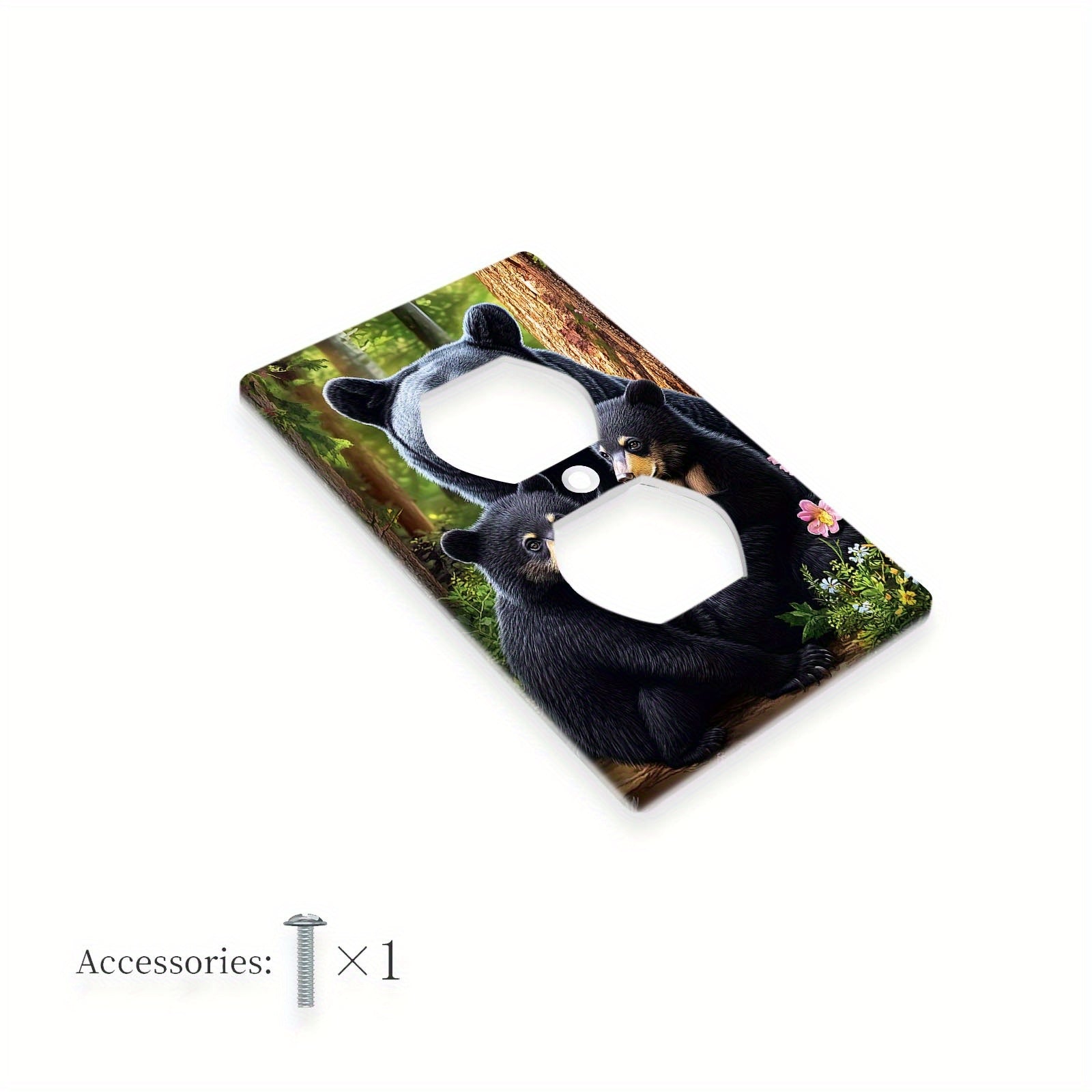 Cubierta decorativa de pared Black Bear Art para interruptores de luz, 1 paquete
