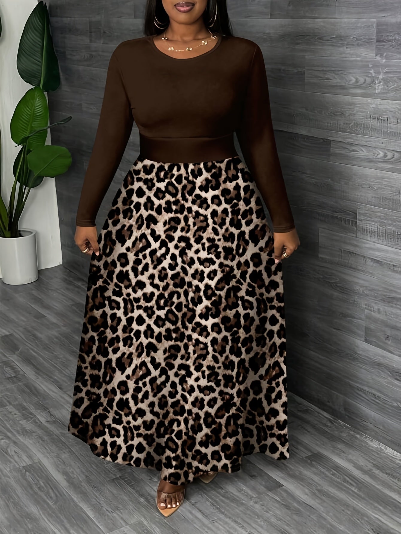 Falda midi acampanada de talla grande para mujer, poliéster, azul vibrante, para todas las estaciones, casual