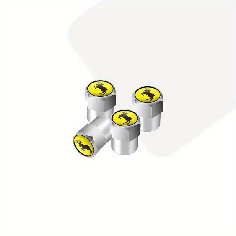 Juego de 4 tapas de válvula de neumático de metal para coche con diseño de ciervo