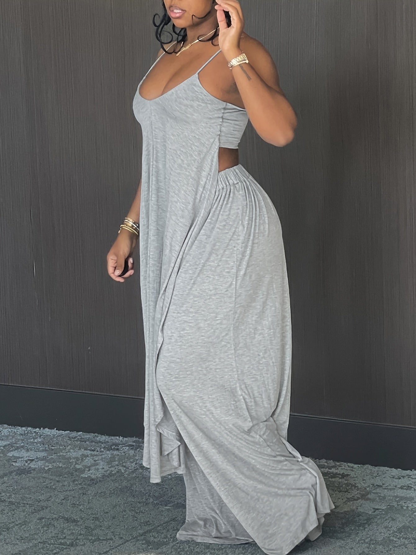 Adult Sleeveless Knit Leisure Suit with Off-Shoulder Solid Color Fall Winter