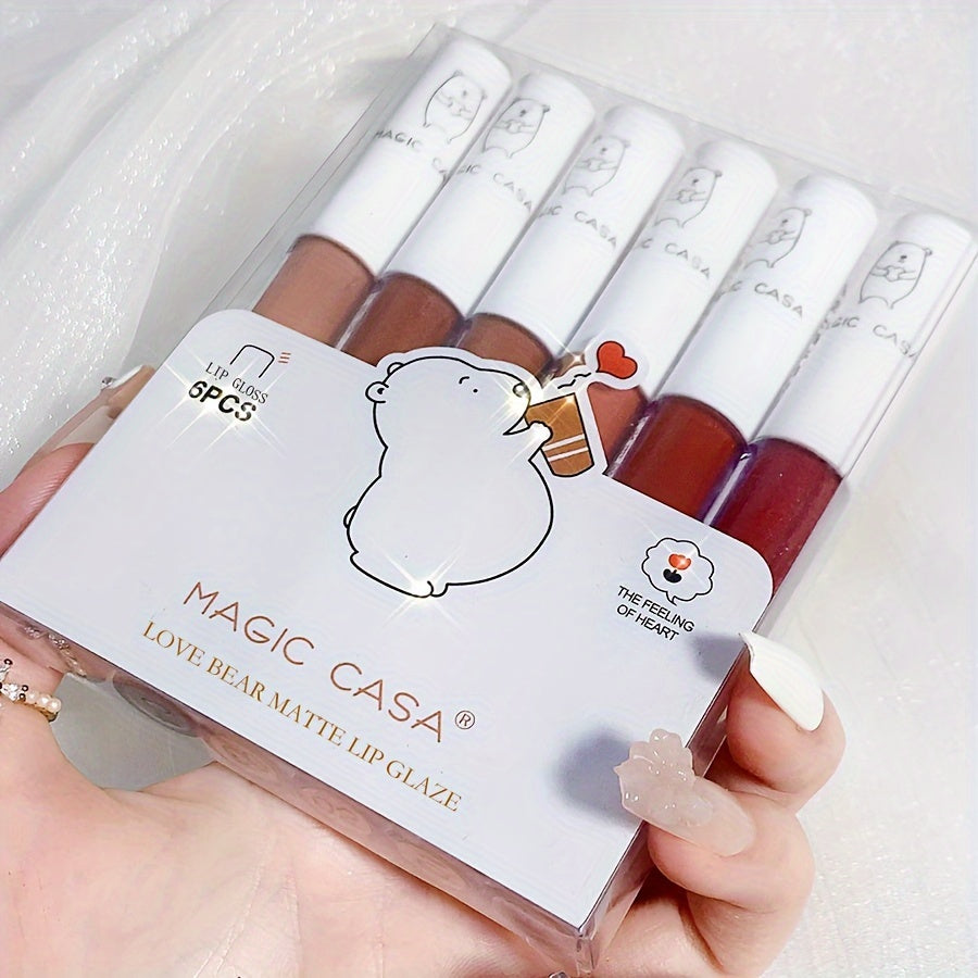 Set of 6 Matte Velvet Lipstick Lip Glosses Long Lasting Clay Texture for Adults