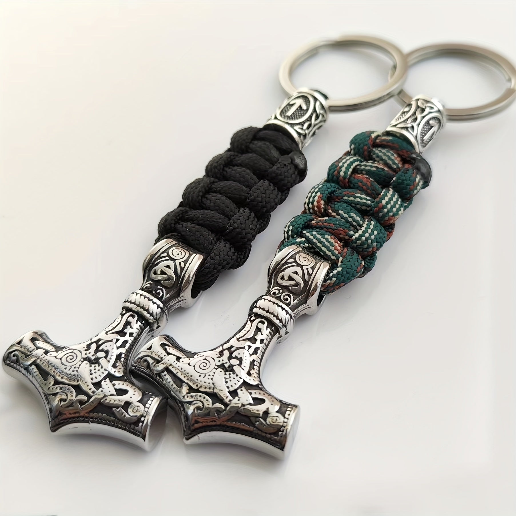 Handmade Viking Thor's Hammer Keychain Metal Norse Mythology Gift