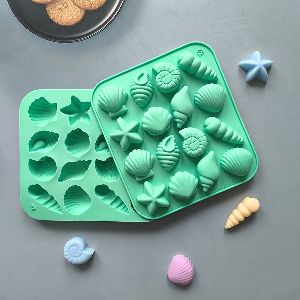 Silicone Mold for Candy Chocolate Ice Conch and Starfish Shapes 12 Cavity Baking Kitchen Crafts