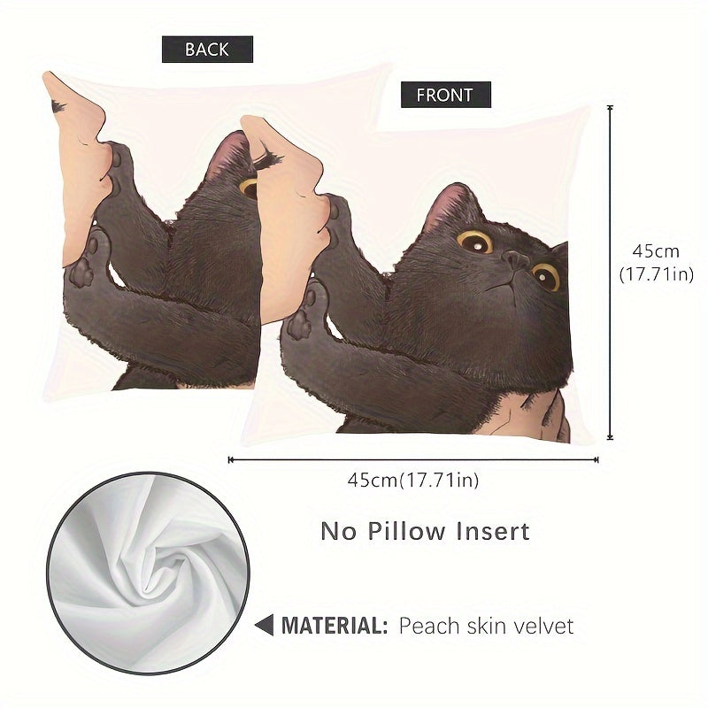 Reversible Cat Throw Pillow Cover 44.96x44.96cm Easy to Clean Zipper Closure Home Decor