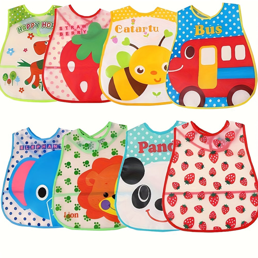 Baby Bibs Set for Children Up to 6 Years Water-Resistant Cartoon Design Polyester Easy to Clean
