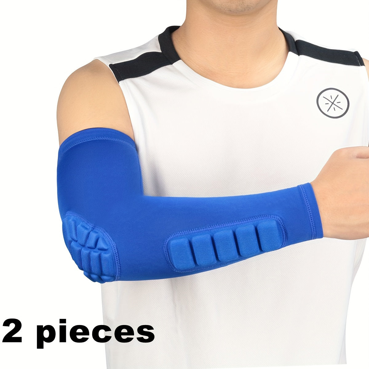 Sports Arm Guard with Detachable Honeycomb Pad Anti-Slip Strip for Basketball Football Cycling Rugby Tennis