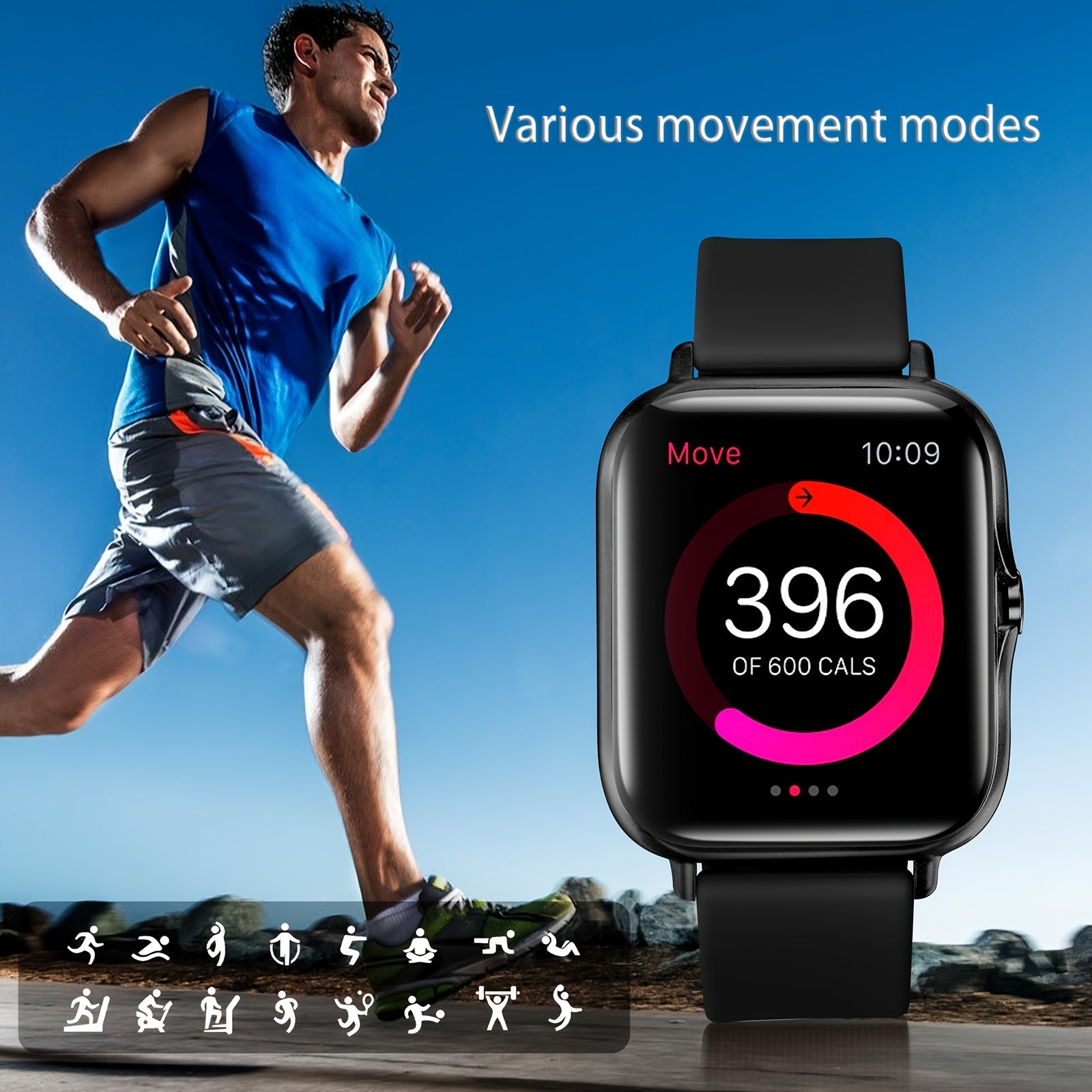Smart Watch for Men and Women 4.34cm Metal Body Fitness Tracking Calls Music Control Compatible with iPhone Android