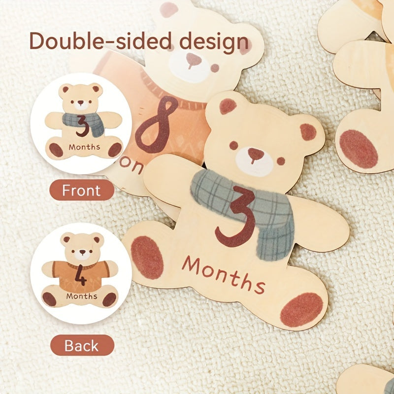 First Year Milestone Teddy Bear Photo Props Set for Birth Announcements and Celebrations