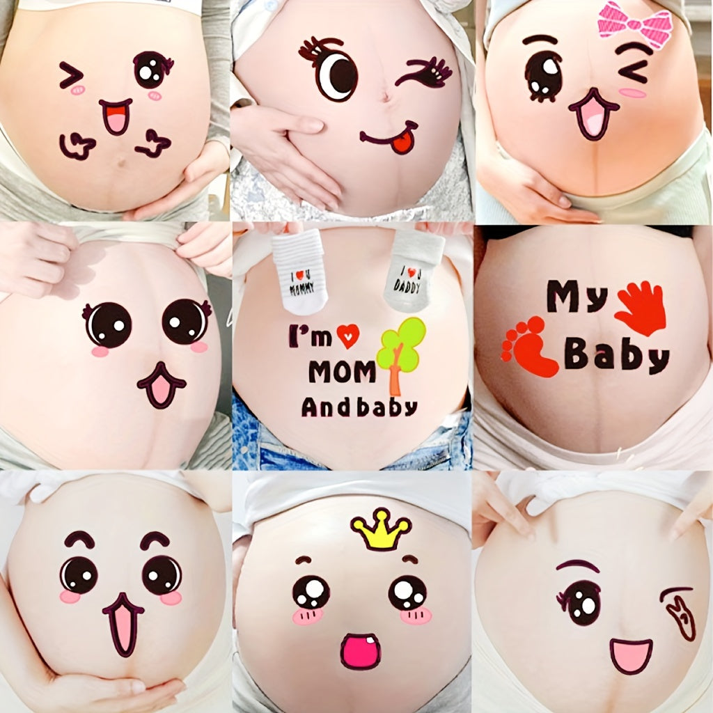 9-Pack Pregnancy Belly Stickers for Soon-to-Be Moms Disposable Peel and Stick