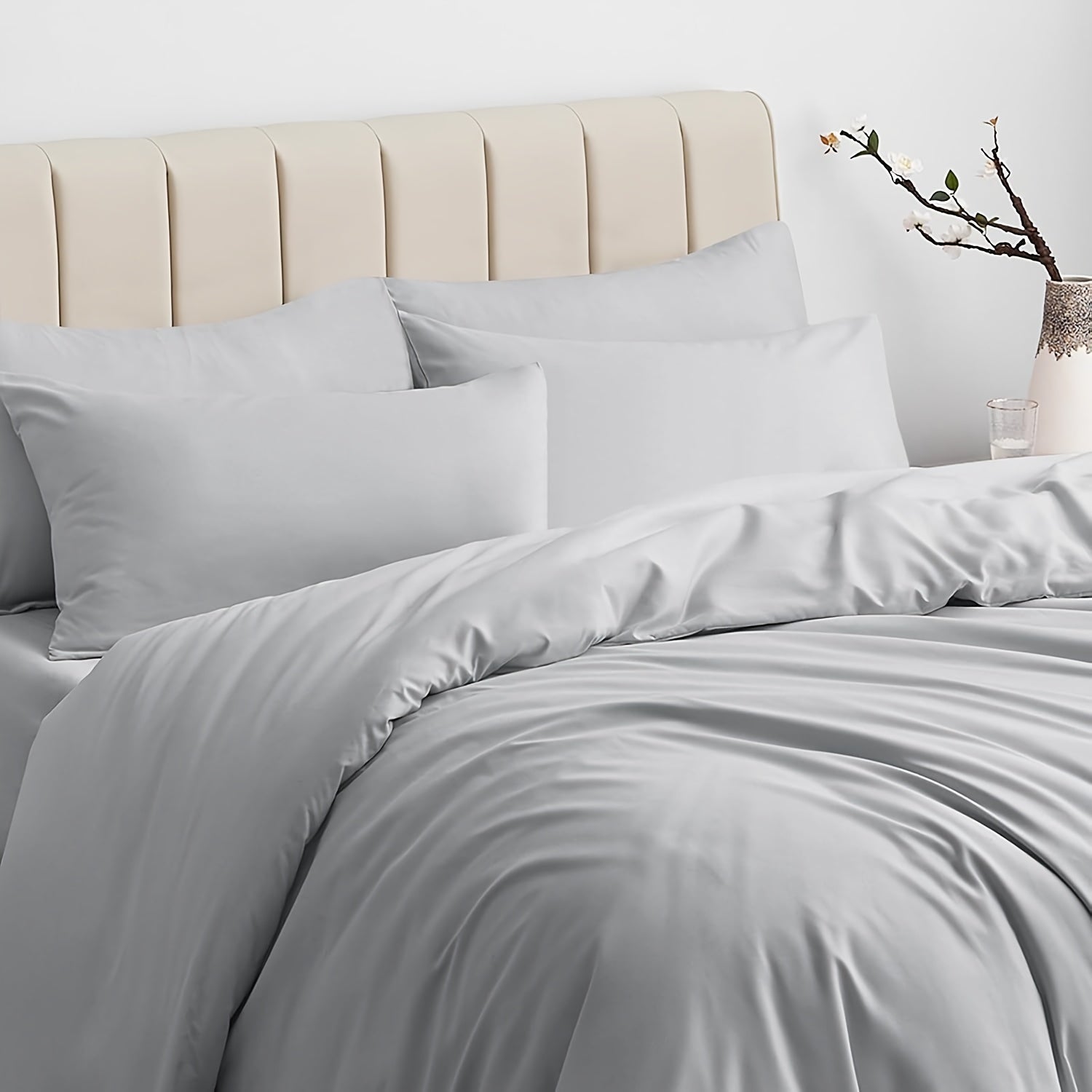 Waterproof Stain-Proof Pillow Protector Cover Gray Bed Pillow Cover