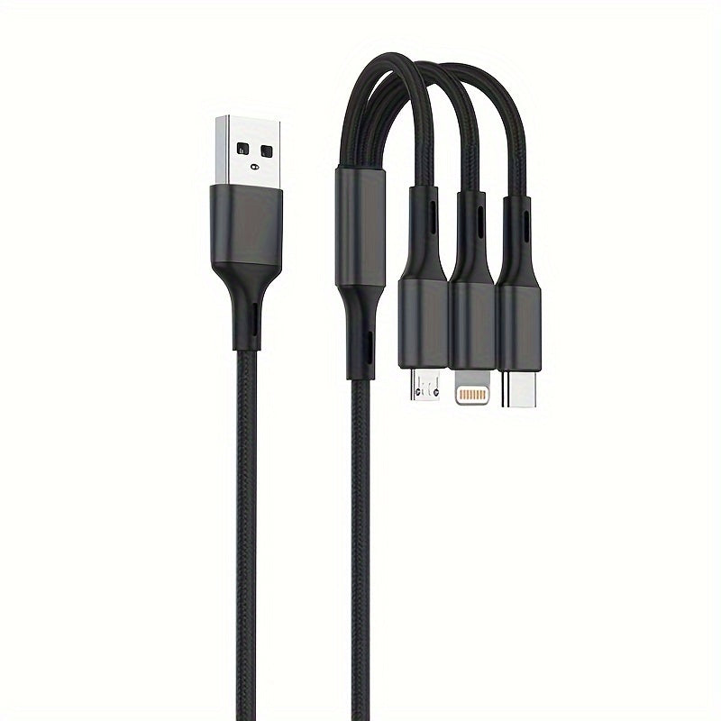 3-in-1 Naylon bilan to‘qilgan zaryadlash kabeli USB dan Lightning Type-C Micro USB gacha 149cm